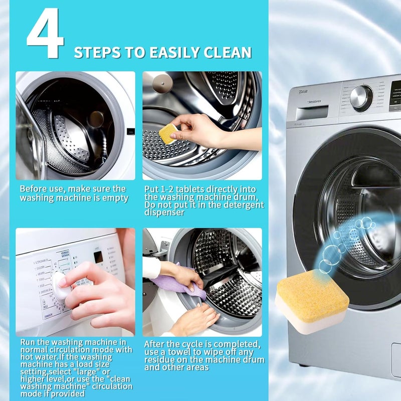 Anmoro Washing Machine Cleaner Tablets,24 Pack Deep Cleaning Tablets for HE,Front & Top Load Washers - Eliminates Odor-Causing Buildup,Debris from the Drum,and Pet Hair,Septic Safe - 1 Year Supply - Image 4
